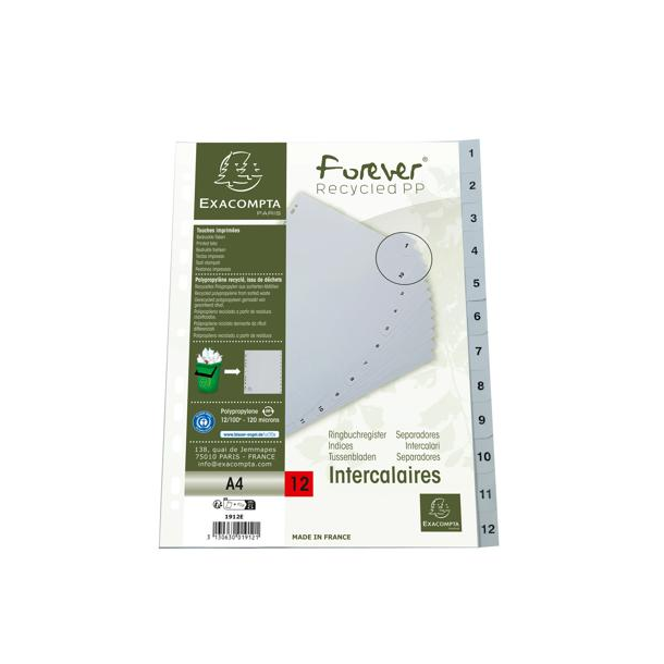 Exacompta faneblade / register 1-12