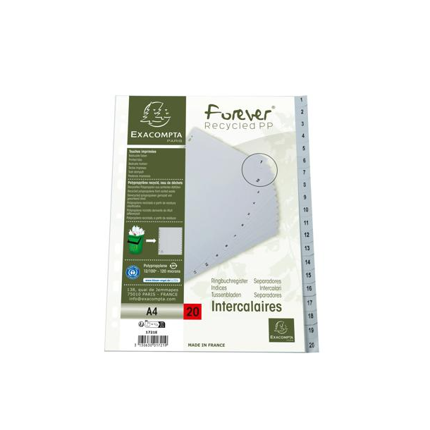 Exacompta faneblade / register 1-20