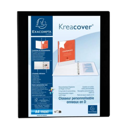 Exacompta KreaCover mappe, 4 ringe, 25 mm, sort 