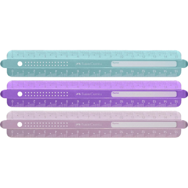 Faber Castell brudsikker Lineal, Sparkle, 15 cm, lyslilla