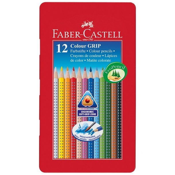 Faber Castell GRIP farveblyanter 12 stk, metalske