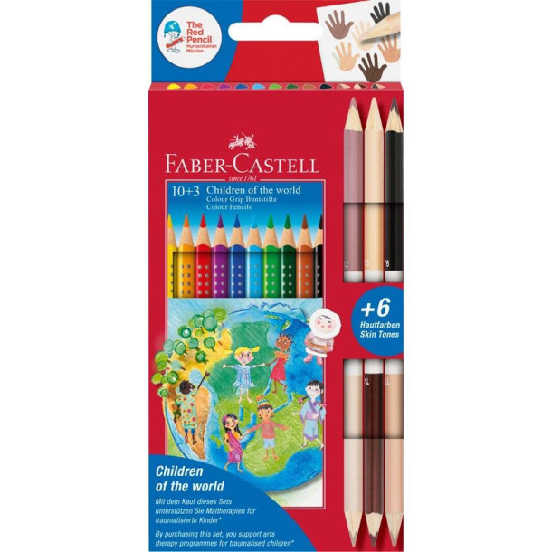 Faber Castell GRIP farveblyanter, 13 stk. inkl. 3 skin toner