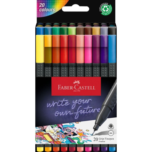 Faber Castell Grip Finepen, 20 stk.