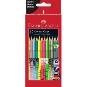 Faber Castell Grip Metallic, neon & pastel, 12 stk.