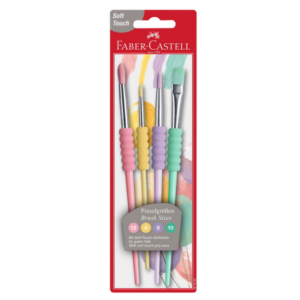Faber Castell pensler med greb, pastel, 4 stk.