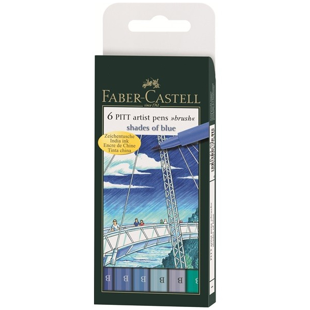 Faber Castell Pitt artist pen "Shades of blue" 6 stk.