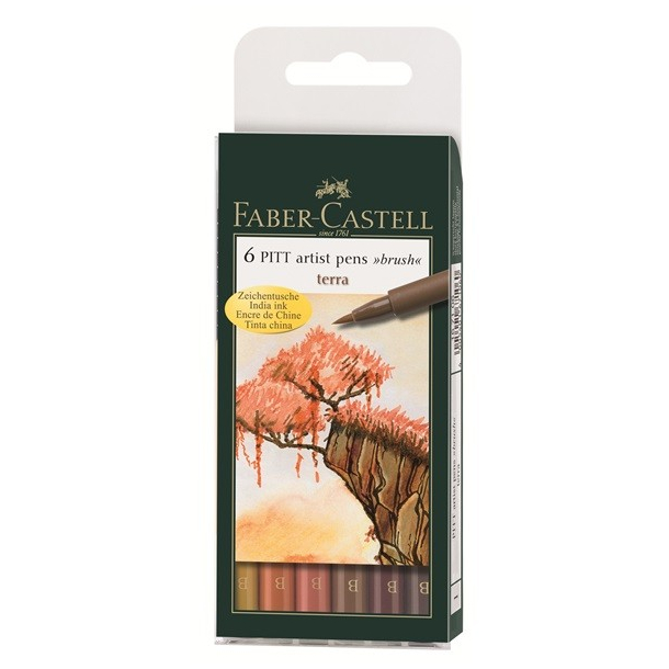 Faber Castell Pitt artist pen "Terra" 6 stk.