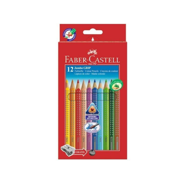 Faber Castell trekantet farveblyanter 12 stk. Jumbo Grip
