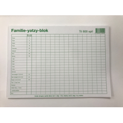 Familie Yatzy med 6 terninger - BLOK A4