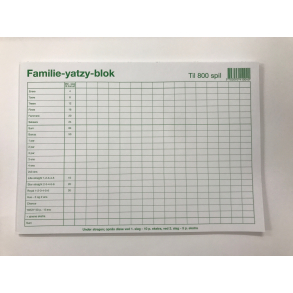 Familie Yatzy med 6 terninger - BLOK A4