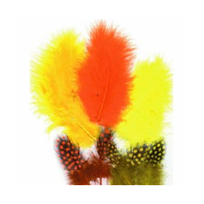 Fjer mix 18 stk gul og orange