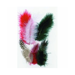 Fjer mix 18 stk hvid rd og grn