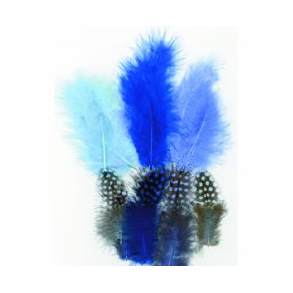 Fjer mix 18 stk mrkebl, bl og lysebl