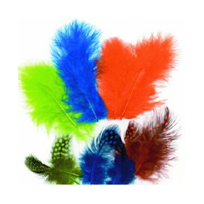 Fjer mix 18 stk neon bl, orange og grn