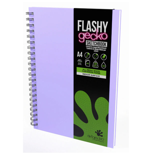 Flashy gecko skitseblok, scrapbog, lilla