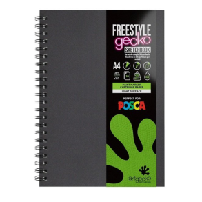 Flashy gecko skitseblok, scrapbog, POSCA, sort