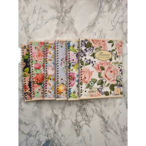 Flowers Pignanature Kladdehfte linijeret med spiral, A5, Blomster