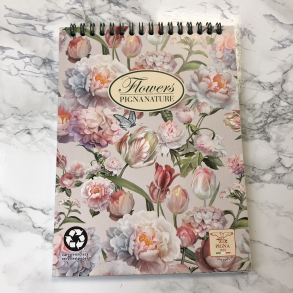Flowers Pignanature Notesblok, A5, ternet papir, Blomster