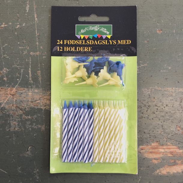 Fdselsdagslys med holder, grn/bl