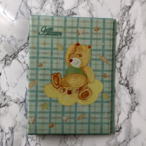 Fotoalbum med bamse, miniformat, grn