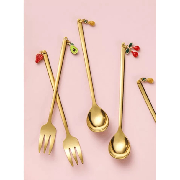 Frugt gafler, guld, 4 stk.