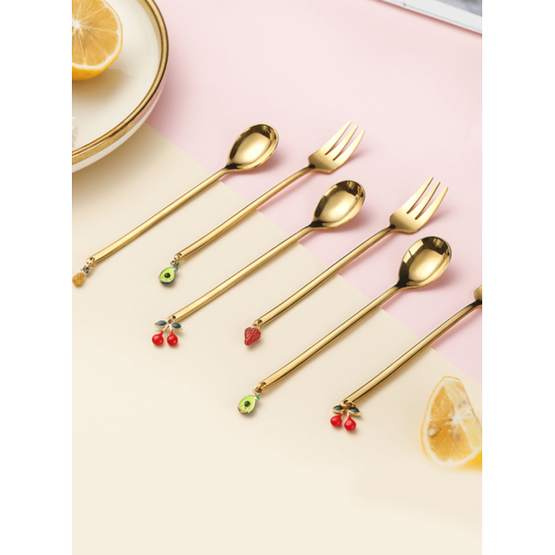 Frugt skeer, guld, 4 stk.