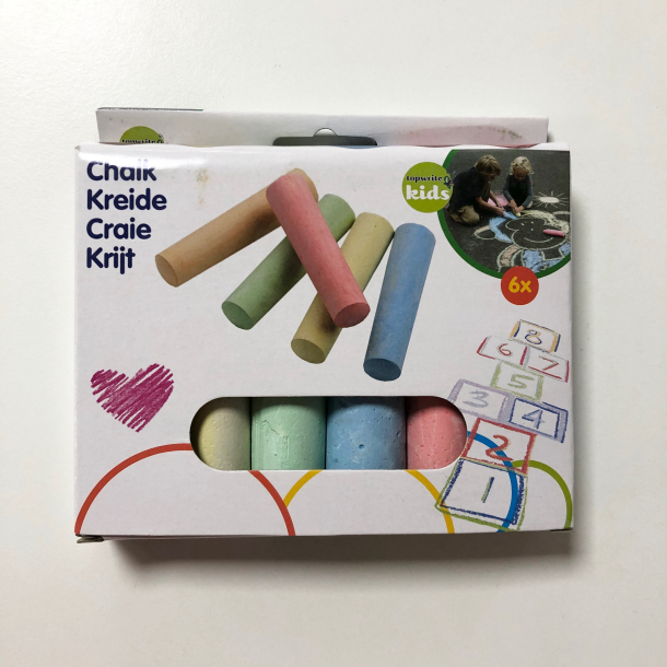 Gadekridt, 6 stk, Hvid pakke