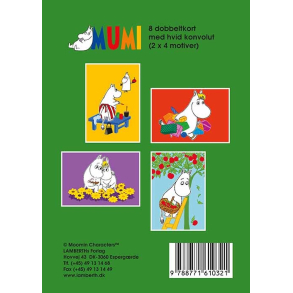 Gaveske Mumi grn - 8 dobbeltkort 