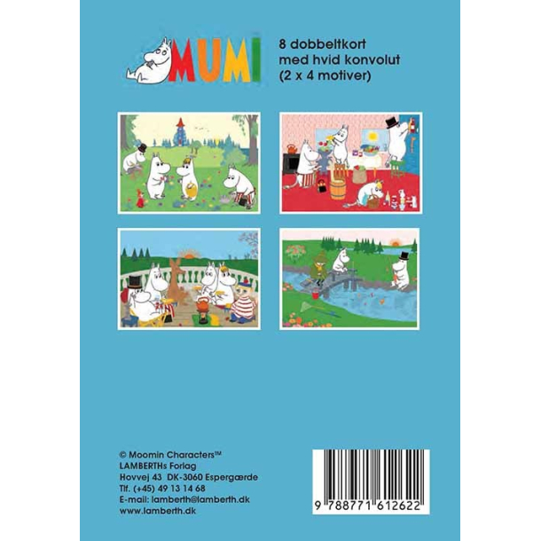Gaveske Mumi lysebl - 8 dobbeltkort 