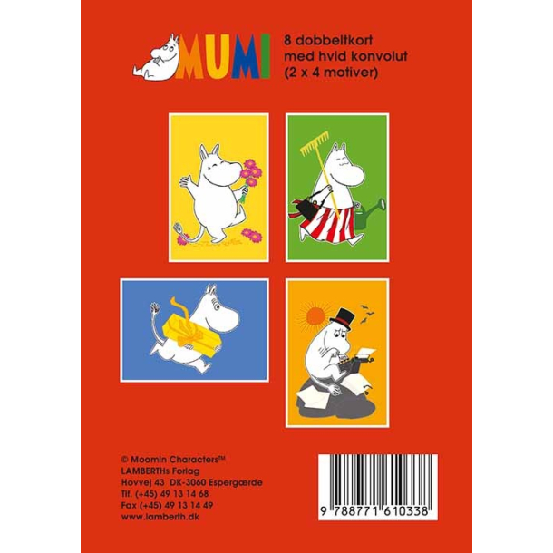 Gaveske Mumi rd - 8 dobbeltkort 