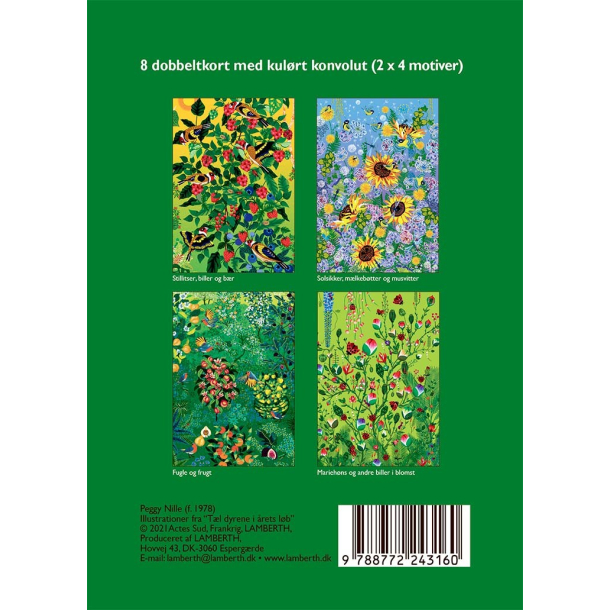 Gaveske Peggy Nille - 8 dobbeltkort m. grn kuvert