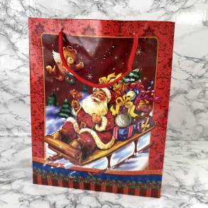 Gavepose med hank, Rd med julemand p slde, stor