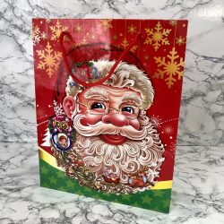 Gavepose med hank, Rd med julemand, stor