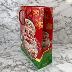 Gavepose med hank, Rd med julemand, stor