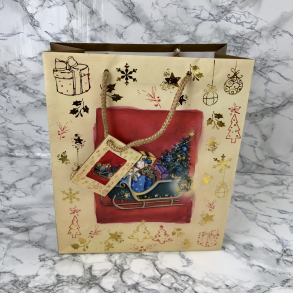 Gavepose med hank, Sandfarvet med fyldt kane, mellem