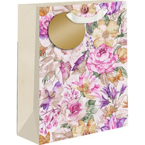 Gavepose, Rosa blomster med guld detaljer