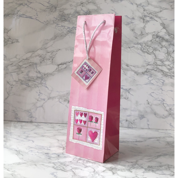 Gavepose til flasker, Lyserd med roser