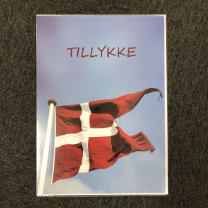 Gigant kort m. kuvert - STORT TILLYKKE, m. ét flag
