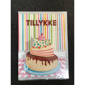 Gigant kort m. kuvert - Tillykke med kage