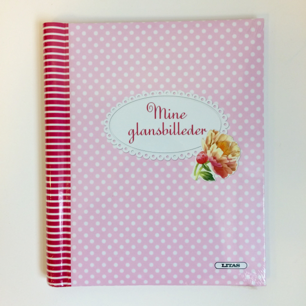 Glansbilledalbum blomster og prikker lyserd