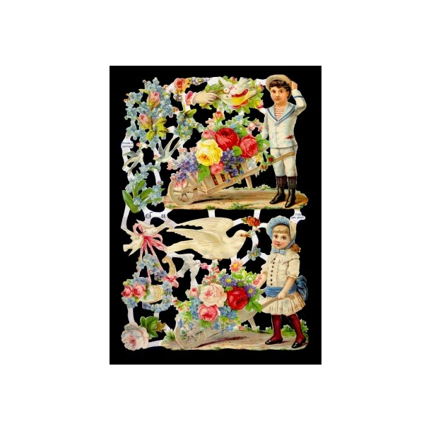 Glansbillede - Brn m. trillebr / 3-7180