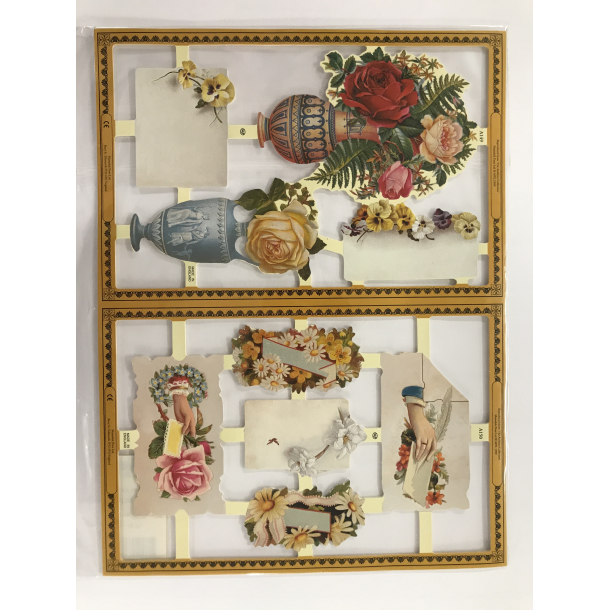 Glansbilleder blomster i vase A149-150