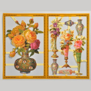 Glansbilleder blomster i vaser A153-154