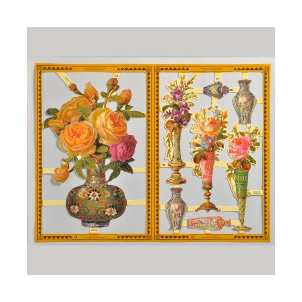 Glansbilleder blomster i vaser A153-154