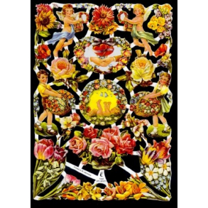 Glansbilleder blomster og brn / 3-7022