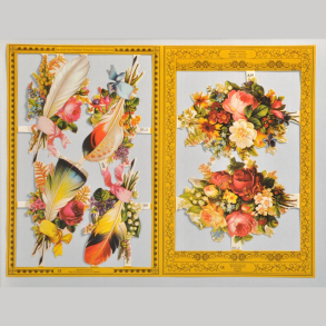 Glansbilleder blomster og fjer A19-20