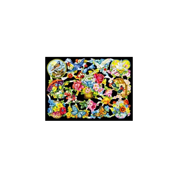 Glansbilleder blomster og fugle / 3-7110