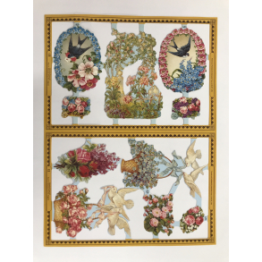 Glansbilleder blomster og fugle A93-94