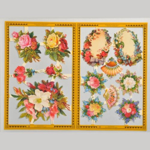 Glansbilleder blomster og vifter A161-162