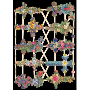 Glansbilleder blomster p kors / 3-7300